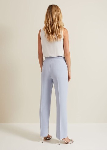 Phase Eight Alexis Pleat Waistband Trousers Blue Canada | YMLZPU-615